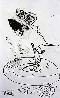 Illustration d’après une œuvre de S.Beckett-13x31cm-Encre noire sur papier