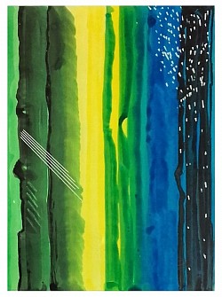 ACHT STÜCKE de P. Hindemith n°VIII-24x30cm-Encre noir, bleu, verte, jaune