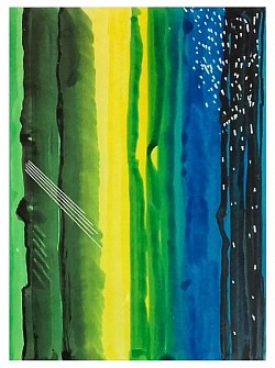 ACHT STÜCKE de P. Hindemith n°VIII-24x30cm-Encre noir, bleu, verte, jaune