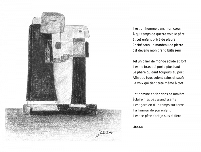 Illustration d'après un poème de Linda Bénisti-47x39cm-Pierre noire, graphite sur papier