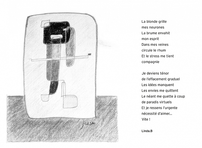 Illustration d'après un poème de Linda Bénisti-47x39cmPierre noire, graphite sur papier