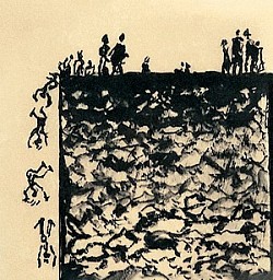 Illustration d’après une œuvre de S.Beckett-16x23cm-Encre noire sur papier préparé parcheminé
